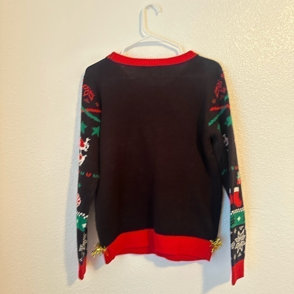 Christmas Sweater Size L Black Rudolph Reindeer - Picture 3 of 9